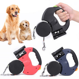 Automatic Dual Retractable Dog Leash with Flashlight