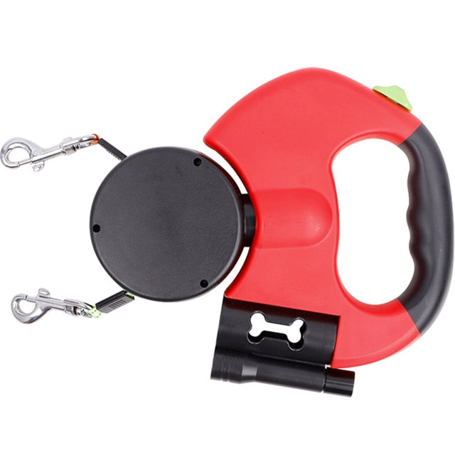 Automatic Dual Retractable Dog Leash with Flashlight