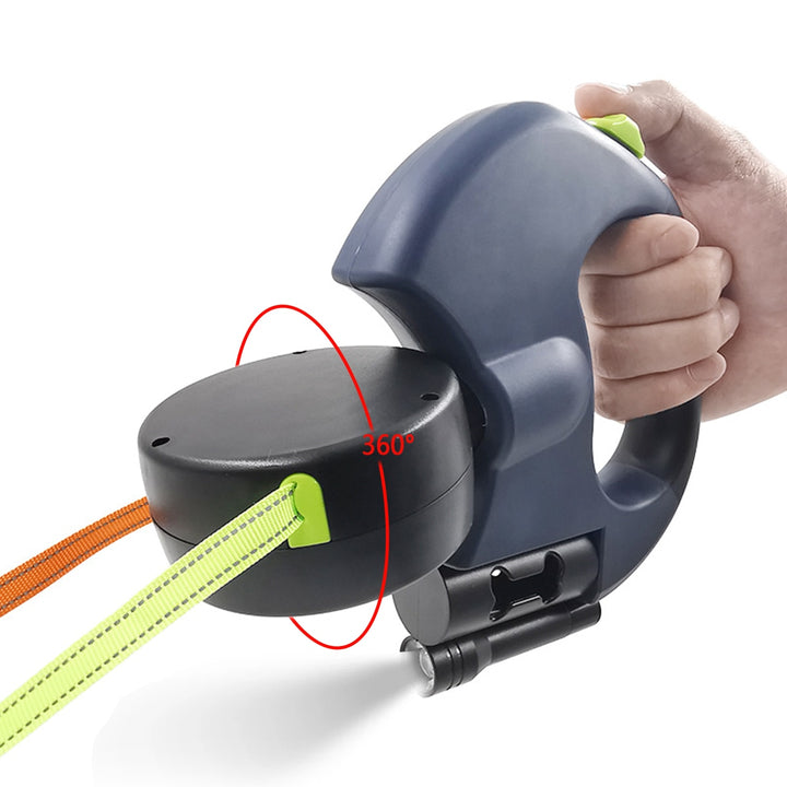 Automatic Dual Retractable Dog Leash with Flashlight