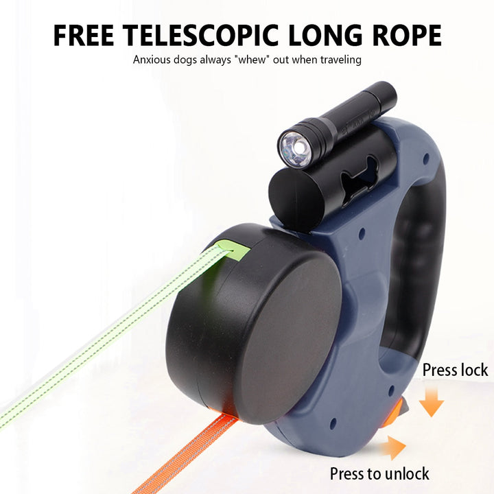 Automatic Dual Retractable Dog Leash with Flashlight
