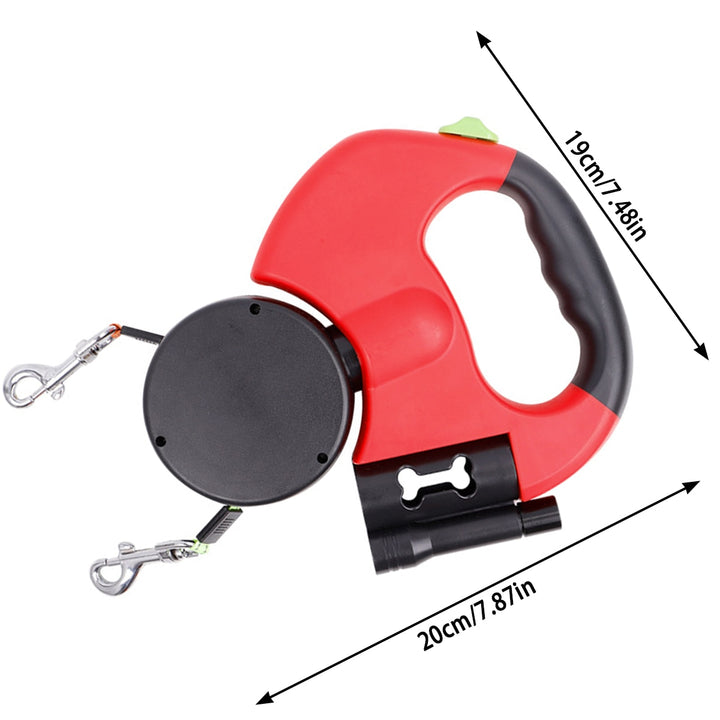 Automatic Dual Retractable Dog Leash with Flashlight